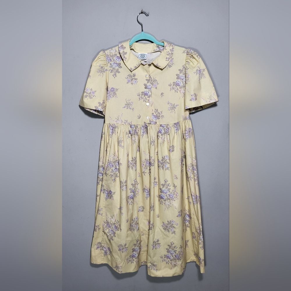 LAURA ASHLEY Vintage Midi Dress Size 100% Cotton Cottagecore Prairie Floral - Picture 1 of 5